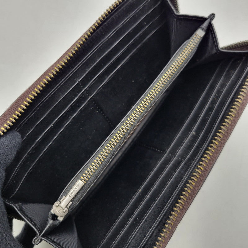 【中古品】【レディース】 COACH コーチ × DISNEY ディズニー SIGNATURE ROUND ZIP LONG WALLET F31350 シグネチャー ラウンドジップ ロングウォレット 長財布 181-251028-as-38-izu カラー：ブラウン 万代Net店