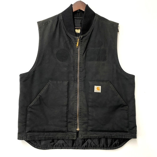 【現状渡し品】【メンズ】 Carhartt カーハート RIB COLLAR QUILTING LINER DUCK WORK VEST リブカラー キルティング ライナー ダック ワークベスト 146-251027-as-16-izu カラー：ブラック 万代Net店