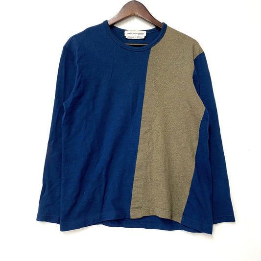【現状渡し品】【メンズ】 COMME des GARCONS SHIRT コムデギャルソンシャツ 2-TONE WOOL KNIT SWEATER ツートン ウール ニット セーター フランス製 長袖 トップス 140-251027-as-14-izu サイズ：L カラー：ブルー系 万代Net店