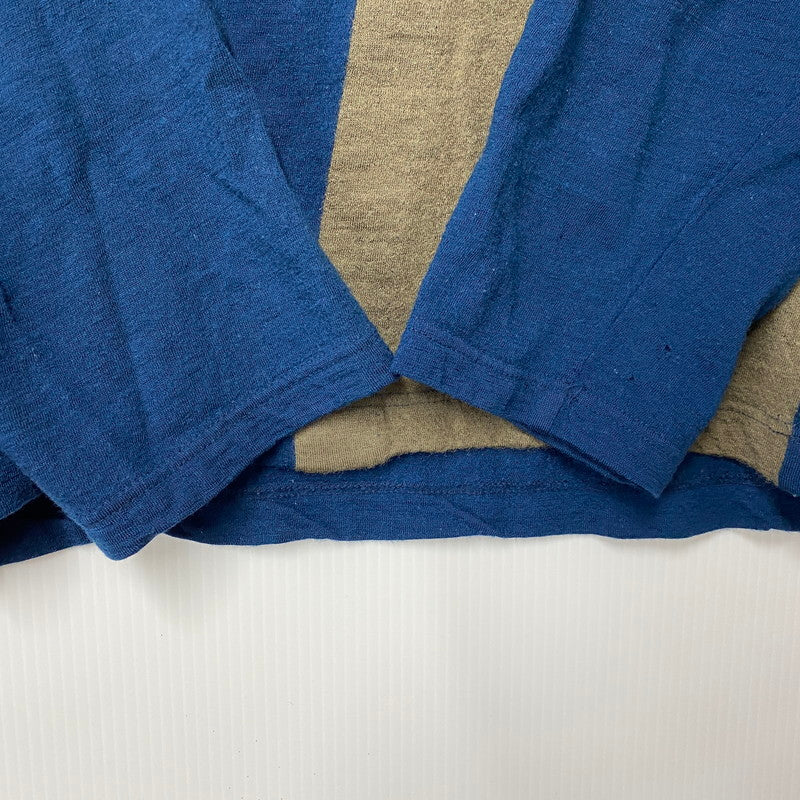 【現状渡し品】【メンズ】 2-TONE WOOL KNIT SWEATER ツートン ウール ニット セーター フランス製 長袖 トップス 140-251027-as-14-izu サイズ：L カラー：ブルー系 万代Net店