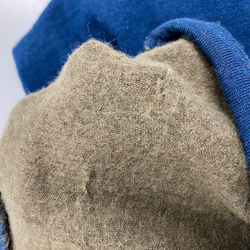 【現状渡し品】【メンズ】 2-TONE WOOL KNIT SWEATER ツートン ウール ニット セーター フランス製 長袖 トップス 140-251027-as-14-izu サイズ：L カラー：ブルー系 万代Net店