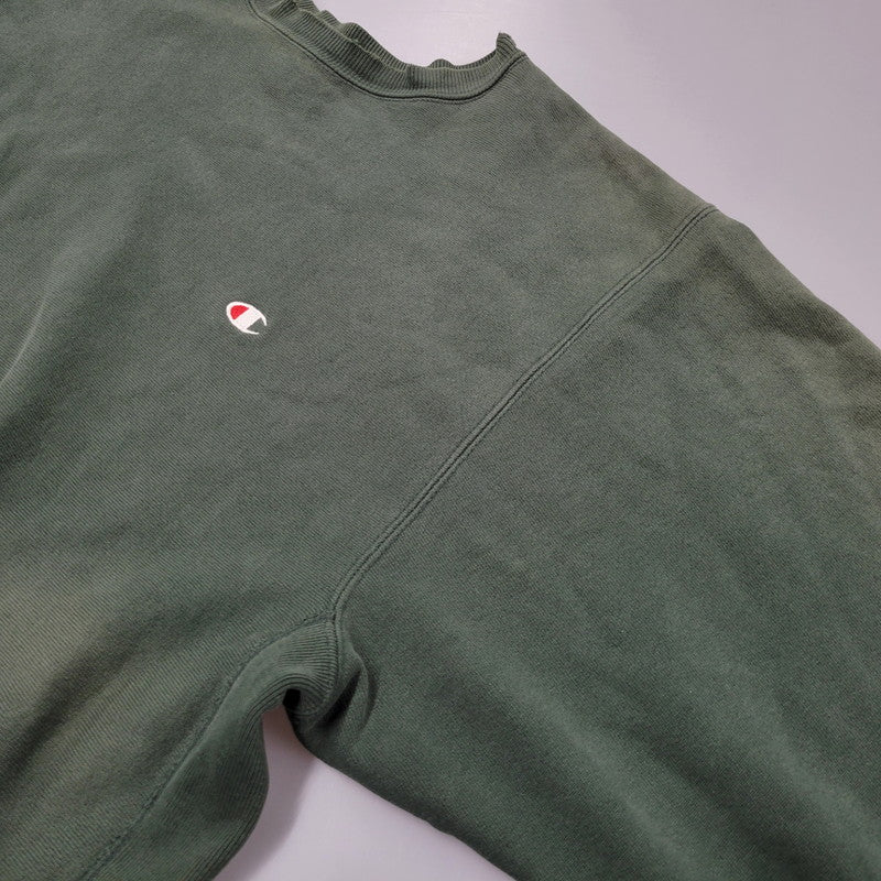 【現状渡し品】【メンズ】 Champion チャンピオン USA製 刺繍タグ 90S 目有 REVERSE WEAVE SWEATSHIRT リバース ウィーブ スウェットシャツ トップス 長袖 146-251030-cs-01-izu サイズ：XXL カラー：グリーン 万代Net店