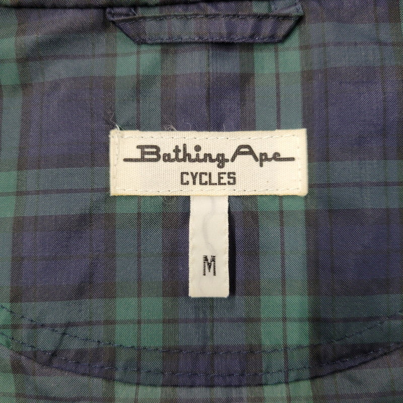 【中古品】【メンズ】 BATHING APE CYCLES ベイシングエイプ 日本製 90S CHECK NYLON JACKET チェック ナイロン ジャケット アウター 142-251030-cs-12-izu サイズ：M カラー：ネイビー×グリーン 万代Net店