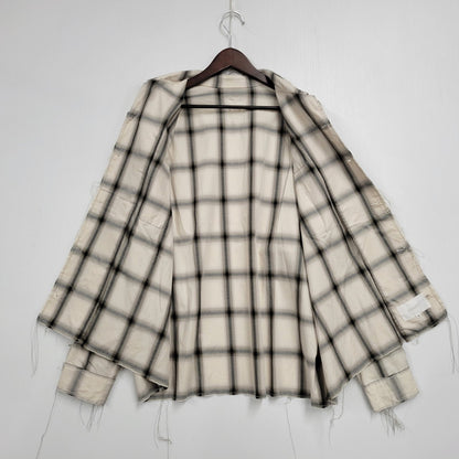 【中古美品】【メンズ】 LQUARTET エルカルテット COTTON OMBRE 50S COLLAR CRAFTSMAN SHIRT LQ25SS-LS-012 コットン オンブレ カラー クラフトマン シャツ チェック 長袖 トップス 140-251030-as-21-izu サイズ：M カラー：BLUE GRAY 万代Net店