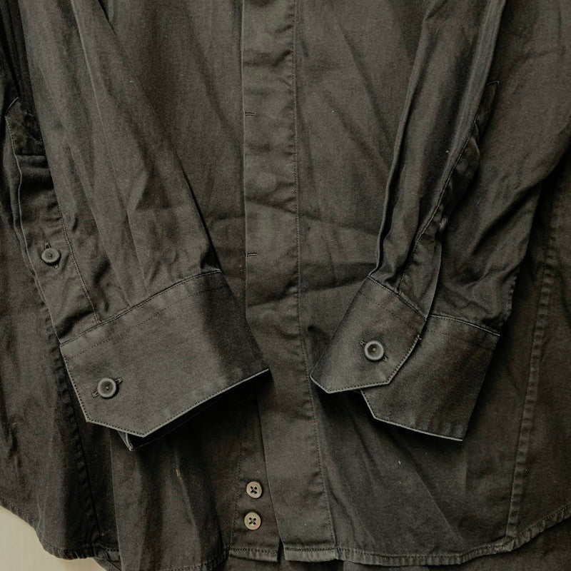 【中古品】【メンズ】 ARMANI COLLEZIONI アルマーニコレッツォーニ LS STAND COLLAR SHIRT ロングスリーブ スタンド カラー シャツ トップス 長袖 141-251106-ya-07-izu サイズ：17/43 カラー：BLACK 万代Net店