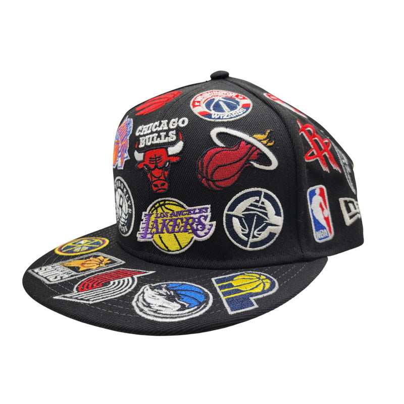 【中古品】【メンズ/レディース】 NEWERA ニューエラ TEAM LOGO ALLOVER チームロゴ オールオーバー NBA 9FIFTY ナインフィフティーSNAPBACK CAP スナップバック キャップ 帽子 185-251108-ya-10-izu サイズ：M/L カラー：BLACK 万代Net店