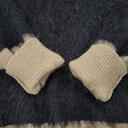 【中古品】【メンズ】 UNITUS ユナイタス MIXED KNIT SWEATER ミックス ニット セーター 長袖 トップス 140-251104-as-15-izu サイズ：2 カラー：ブラック×ブラウン 万代Net店