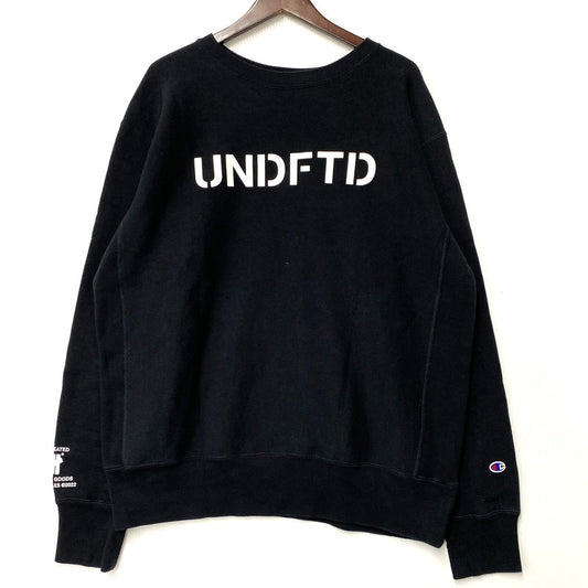 【中古品】【メンズ】 CHAMPION×UNDEFEATED チャンピオン×アンディフィーテッド C8-021 22AW RW CREW SWEAT リバースウィーブ クルー スウェット トップス 長袖 142-251107-cs-06-izu サイズ：XL カラー：ブラック 万代Net店