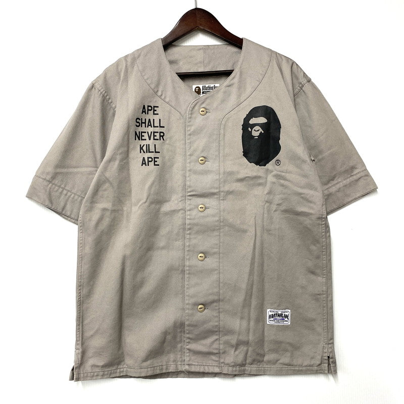 【中古品】【メンズ】 BAPE HEAD BASEBALL SHIRT ベースボールシャツ 半袖 トップス 142-251102-as-09-izu サイズ：M カラー：グレー系 万代Net店