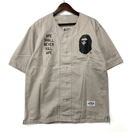 【中古品】【メンズ】 A BATHING APE アベイシングエイプ BAPE HEAD BASEBALL SHIRT ベースボールシャツ 半袖 トップス 142-251102-as-09-izu サイズ：M カラー：グレー系 万代Net店
