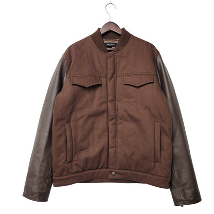 【中古品】【メンズ】 MLVINCE メルヴィンス LEATHER SLEEVE JACKET レザー スリーブ ジャケット アウター 142-251104-as-04-izu サイズ：L カラー：ブラウン 万代Net店