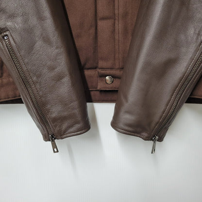 【中古品】【メンズ】 MLVINCE メルヴィンス LEATHER SLEEVE JACKET レザー スリーブ ジャケット アウター 142-251104-as-04-izu サイズ：L カラー：ブラウン 万代Net店