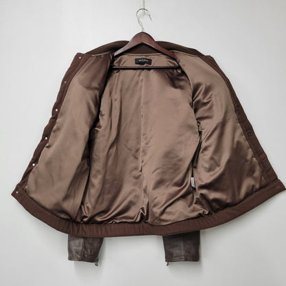 【中古品】【メンズ】 MLVINCE メルヴィンス LEATHER SLEEVE JACKET レザー スリーブ ジャケット アウター 142-251104-as-04-izu サイズ：L カラー：ブラウン 万代Net店
