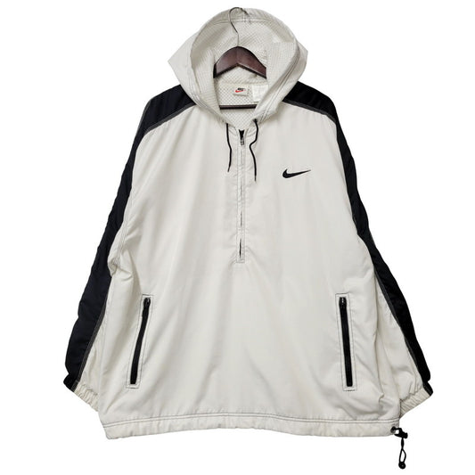 【中古品】【メンズ】 NIKE ナイキ HOODED NYLON PULLOVER JACKET フーデッド ナイロン プルオーバー ジャケット 銀タグ 146-251104-as-02-izu サイズ：100 カラー：ホワイト 万代Net店