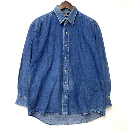 【中古品】【メンズ】 Polo by Ralph Lauren ポロバイラルフローレン 90S DENIM LS SHIRT デニム ロングスリーブ シャツ トップス 長袖 146-251107-cs-09-izu サイズ：不明 カラー：インディゴ 万代Net店