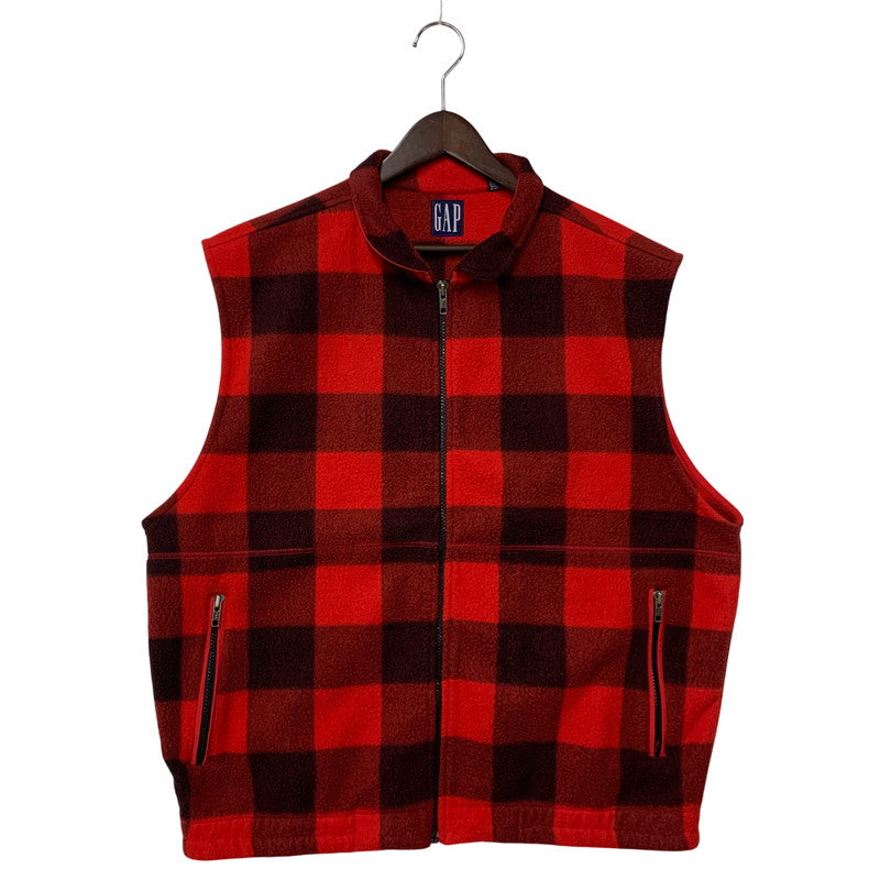 【中古品】【メンズ】 OLD GAP オールドギャップ BUFFALO CHECK FLECCE VEST バッファロー チェックフリースベスト 146-250108-mh-05-izu サイズ：L カラー：レッド 万代Net店