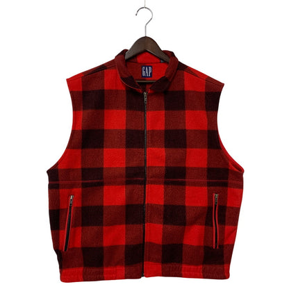 【中古品】【メンズ】 OLD GAP オールドギャップ BUFFALO CHECK FLECCE VEST バッファロー チェックフリースベスト 146-250108-mh-05-izu サイズ：L カラー：レッド 万代Net店