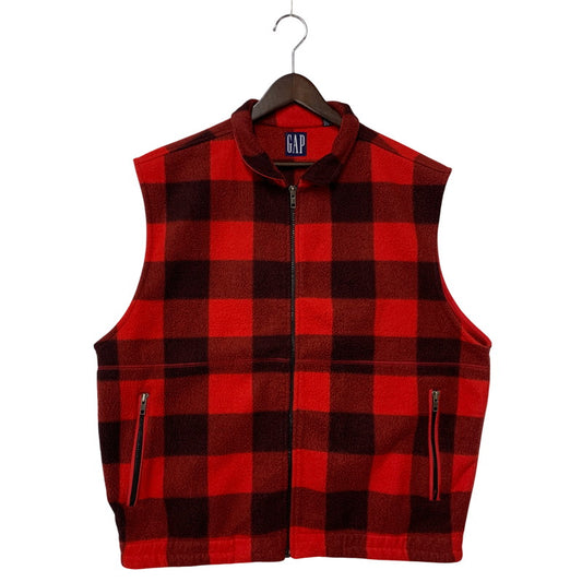 【中古品】【メンズ】 OLD GAP オールドギャップ BUFFALO CHECK FLECCE VEST バッファロー チェックフリースベスト 146-250108-mh-05-izu サイズ：L カラー：レッド 万代Net店