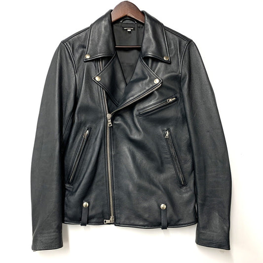 【中古品】【メンズ】 163-1508 LAMB LEATHER DOUBLE RIDERS JACKET ラム レザー ダブル ライダース ジャケット アウター 147-251109-cs-16-izu サイズ：S カラー：ブラック 万代Net店