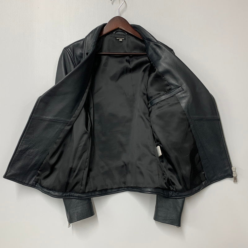 【中古品】【メンズ】 163-1508 LAMB LEATHER DOUBLE RIDERS JACKET ラム レザー ダブル ライダース ジャケット アウター 147-251109-cs-16-izu サイズ：S カラー：ブラック 万代Net店