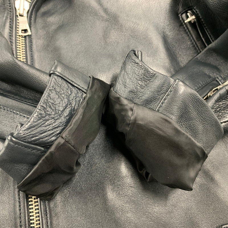 【中古品】【メンズ】 163-1508 LAMB LEATHER DOUBLE RIDERS JACKET ラム レザー ダブル ライダース ジャケット アウター 147-251109-cs-16-izu サイズ：S カラー：ブラック 万代Net店