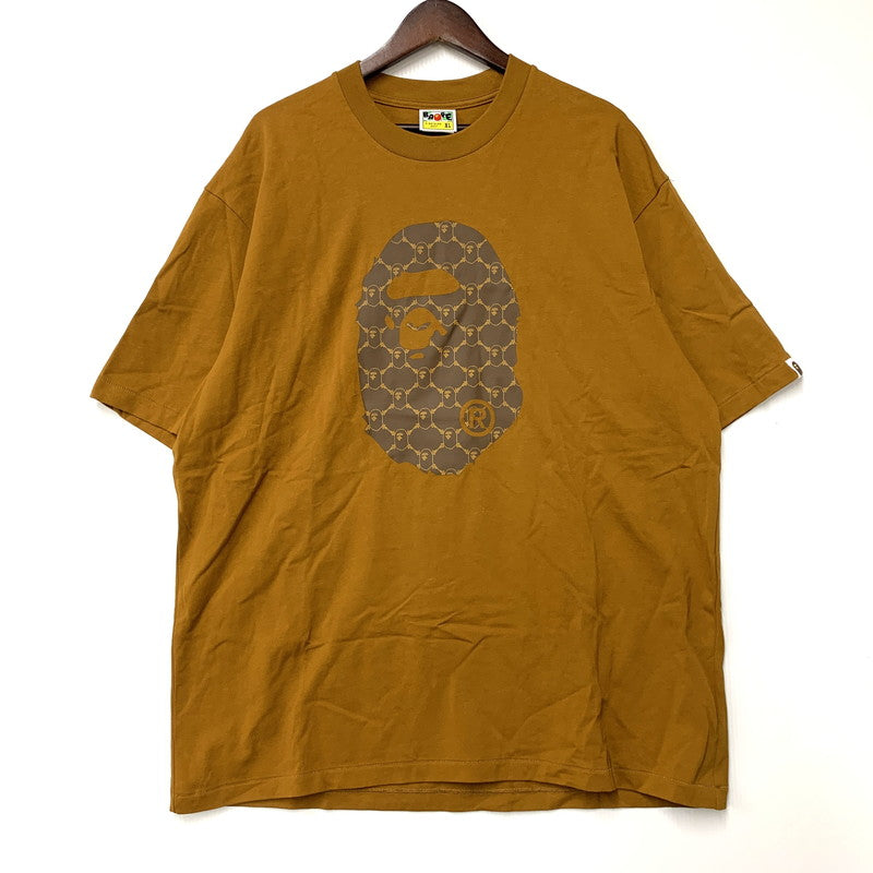 【中古品】【メンズ】 A BATHING APE アベイシングエイプ 001TEL301334M COLLEGE MONOGRAM APE HEAD TEE カレッジ モノグラム エイプ ヘッド Tシャツ トップス 半袖 142-251109-cs-20-izu サイズ：XL カラー：ブラウン 万代Net店