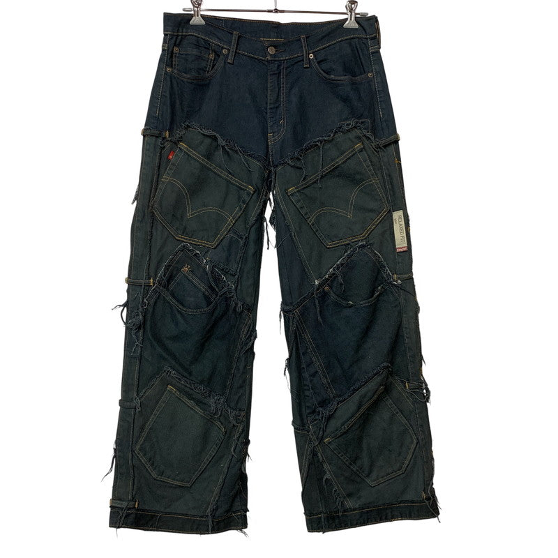 【現状渡し品】 USED REMAKE BLACK DENIM PANTS リメイク ブラック デニムパンツ ボトムス 157-260608-as-08-izu カラー：ブラック系 万代Net店