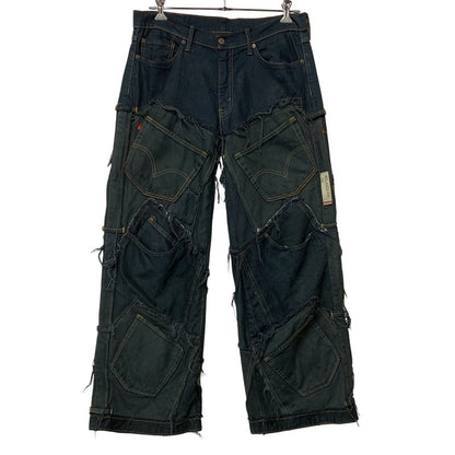 【現状渡し品】 USED REMAKE BLACK DENIM PANTS リメイク ブラック デニムパンツ ボトムス 157-260608-as-08-izu カラー：ブラック系 万代Net店