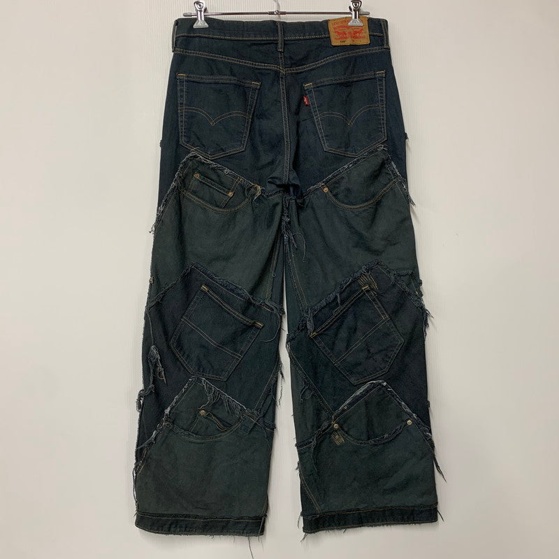 【現状渡し品】 USED REMAKE BLACK DENIM PANTS リメイク ブラック デニムパンツ ボトムス 157-260608-as-08-izu カラー：ブラック系 万代Net店