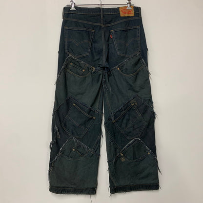 【現状渡し品】 USED REMAKE BLACK DENIM PANTS リメイク ブラック デニムパンツ ボトムス 157-260608-as-08-izu カラー：ブラック系 万代Net店
