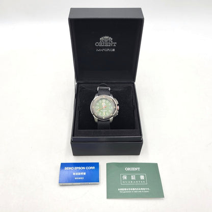【中古品】【メンズ/レディース】 ORIENT オリエント M-FORCE QUARTZ RN-AC0N03E 自動巻き グリーン文字盤 腕時計 197-251106-as-11-izu カラー：ブラック×シルバー×グリーン 万代Net店