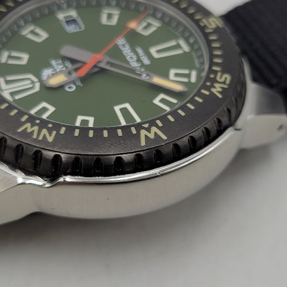 【中古品】【メンズ/レディース】 ORIENT オリエント M-FORCE QUARTZ RN-AC0N03E 自動巻き グリーン文字盤 腕時計 197-251106-as-11-izu カラー：ブラック×シルバー×グリーン 万代Net店