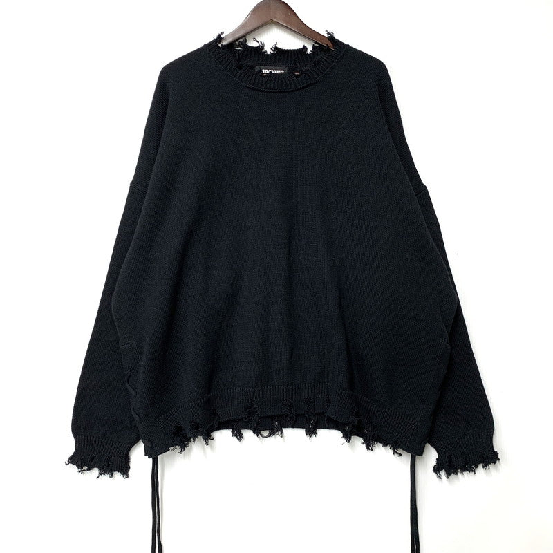 【中古品】【メンズ】 OPENING ACT オープニング アクト OPA200763 DAMAGE COTTON KNIT SWEATER ダメージ コットン ニット セーター トップス 長袖 140-251107-cs-30-izu サイズ：L カラー：ブラック 万代Net店