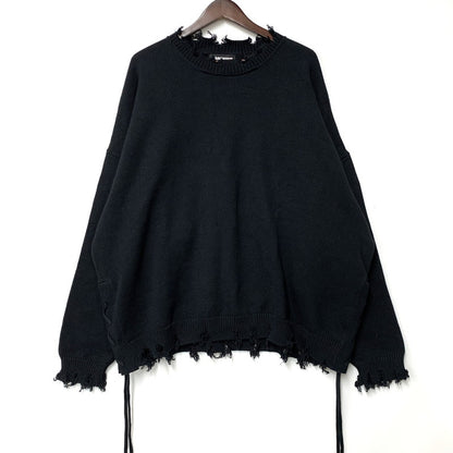【中古品】【メンズ】 OPENING ACT オープニング アクト OPA200763 DAMAGE COTTON KNIT SWEATER ダメージ コットン ニット セーター トップス 長袖 140-251107-cs-30-izu サイズ：L カラー：ブラック 万代Net店