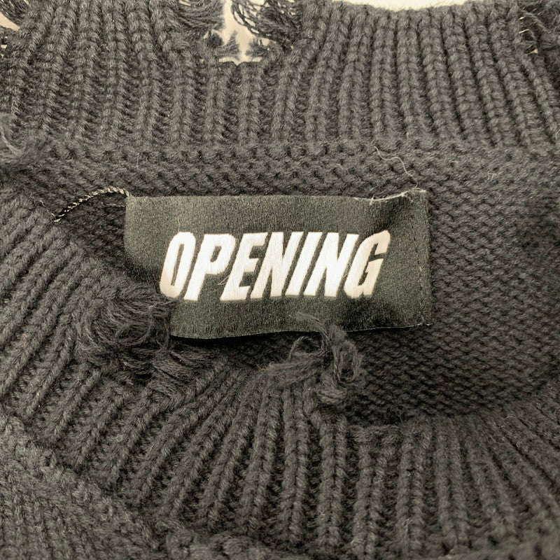 【中古品】【メンズ】 OPENING ACT オープニング アクト OPA200763 DAMAGE COTTON KNIT SWEATER ダメージ コットン ニット セーター トップス 長袖 140-251107-cs-30-izu サイズ：L カラー：ブラック 万代Net店