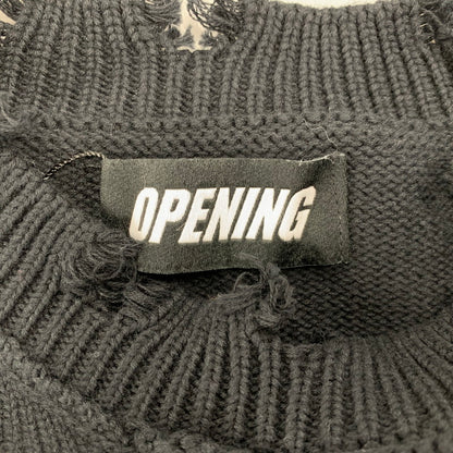 【中古品】【メンズ】 OPENING ACT オープニング アクト OPA200763 DAMAGE COTTON KNIT SWEATER ダメージ コットン ニット セーター トップス 長袖 140-251107-cs-30-izu サイズ：L カラー：ブラック 万代Net店