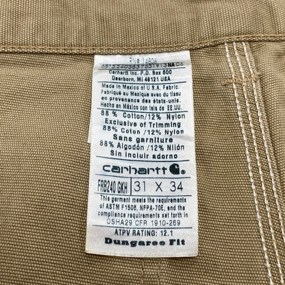 【中古品】【メンズ】 CARHARTT FR カーハート フレームレジスタント FRB240 GKH メキシコ製 00S CANVAS CARGO PANT キャンバス カーゴ パンツ ボトムス ズボン 157-251112-cs-13-izu サイズ：31×34 カラー：GOLDEN KHAKI 万代Net店