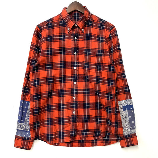 【中古品】【メンズ】 PANEL SLEEVE FLANNEL CHECK B.D SHIRT SOPH-189081 パネル スリーブ フランネル チェック ボタンダウン シャツ 長袖 トップス 142-251112-as-29-izu サイズ：S カラー：レッド系 万代Net店