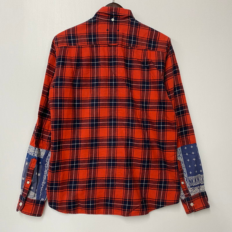 【中古品】【メンズ】 PANEL SLEEVE FLANNEL CHECK B.D SHIRT SOPH-189081 パネル スリーブ フランネル チェック ボタンダウン シャツ 長袖 トップス 142-251112-as-29-izu サイズ：S カラー：レッド系 万代Net店
