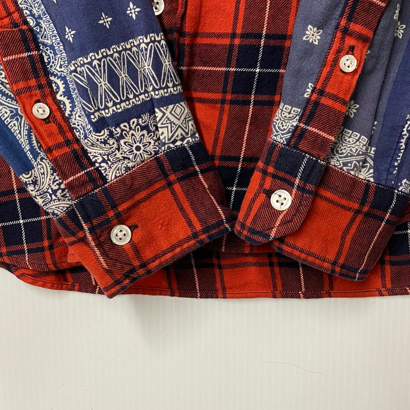 【中古品】【メンズ】 PANEL SLEEVE FLANNEL CHECK B.D SHIRT SOPH-189081 パネル スリーブ フランネル チェック ボタンダウン シャツ 長袖 トップス 142-251112-as-29-izu サイズ：S カラー：レッド系 万代Net店