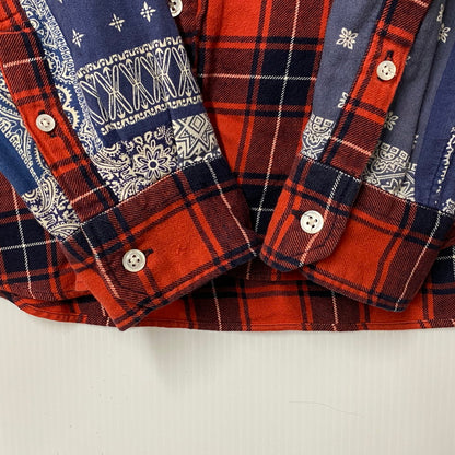【中古品】【メンズ】 PANEL SLEEVE FLANNEL CHECK B.D SHIRT SOPH-189081 パネル スリーブ フランネル チェック ボタンダウン シャツ 長袖 トップス 142-251112-as-29-izu サイズ：S カラー：レッド系 万代Net店