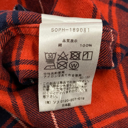 【中古品】【メンズ】 PANEL SLEEVE FLANNEL CHECK B.D SHIRT SOPH-189081 パネル スリーブ フランネル チェック ボタンダウン シャツ 長袖 トップス 142-251112-as-29-izu サイズ：S カラー：レッド系 万代Net店