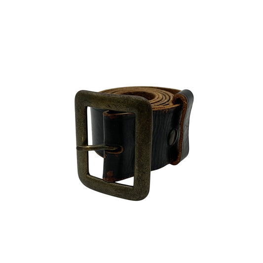 【中古品】【メンズ】 RRL ダブルアールエル イタリア製 真鍮バックル LEATHER BELT レザーベルト 205-251108-ya-20-izu サイズ：38インチ カラー：ブラウン系 万代Net店