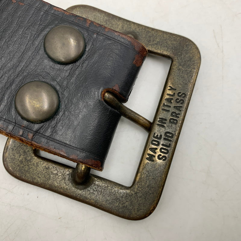 【中古品】【メンズ】 RRL ダブルアールエル イタリア製 真鍮バックル LEATHER BELT レザーベルト 205-251108-ya-20-izu サイズ：38インチ カラー：ブラウン系 万代Net店