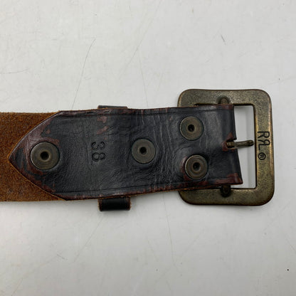 【中古品】【メンズ】 RRL ダブルアールエル イタリア製 真鍮バックル LEATHER BELT レザーベルト 205-251108-ya-20-izu サイズ：38インチ カラー：ブラウン系 万代Net店