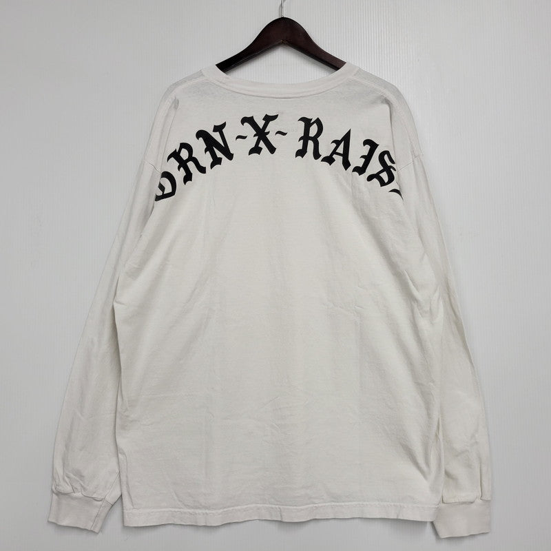【中古品】【メンズ】 BORN X RAISED ボーンアンドレイズド BACK PRINT L/S TEE バックプリント ロングスリーブ Tシャツ 長袖 トップス 142-260106-as-09-izu サイズ：XL カラー：ホワイト 万代Net店