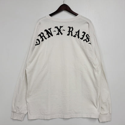 【中古品】【メンズ】 BORN X RAISED ボーンアンドレイズド BACK PRINT L/S TEE バックプリント ロングスリーブ Tシャツ 長袖 トップス 142-260106-as-09-izu サイズ：XL カラー：ホワイト 万代Net店