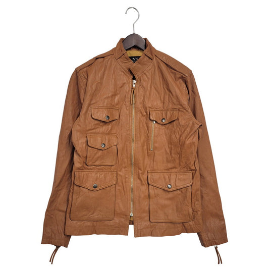 【中古品】【メンズ】 H.S.M. MULTI POCKET LEATHER JACKET マルチポケット レザージャケット アウター 146-251115-as-07-izu サイズ：L カラー：ブラウン 万代Net店