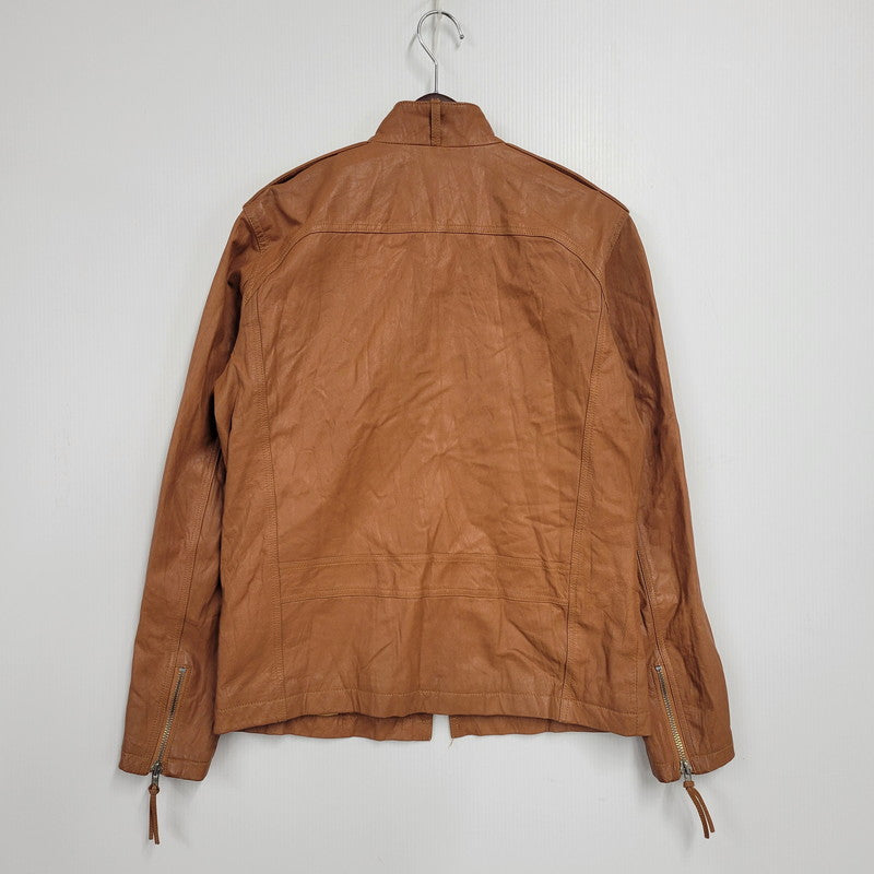 【中古品】【メンズ】 H.S.M. MULTI POCKET LEATHER JACKET マルチポケット レザージャケット アウター 146-251115-as-07-izu サイズ：L カラー：ブラウン 万代Net店