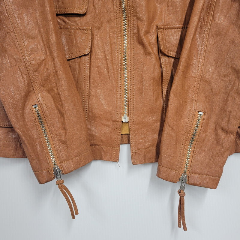 【中古品】【メンズ】 H.S.M. MULTI POCKET LEATHER JACKET マルチポケット レザージャケット アウター 146-251115-as-07-izu サイズ：L カラー：ブラウン 万代Net店